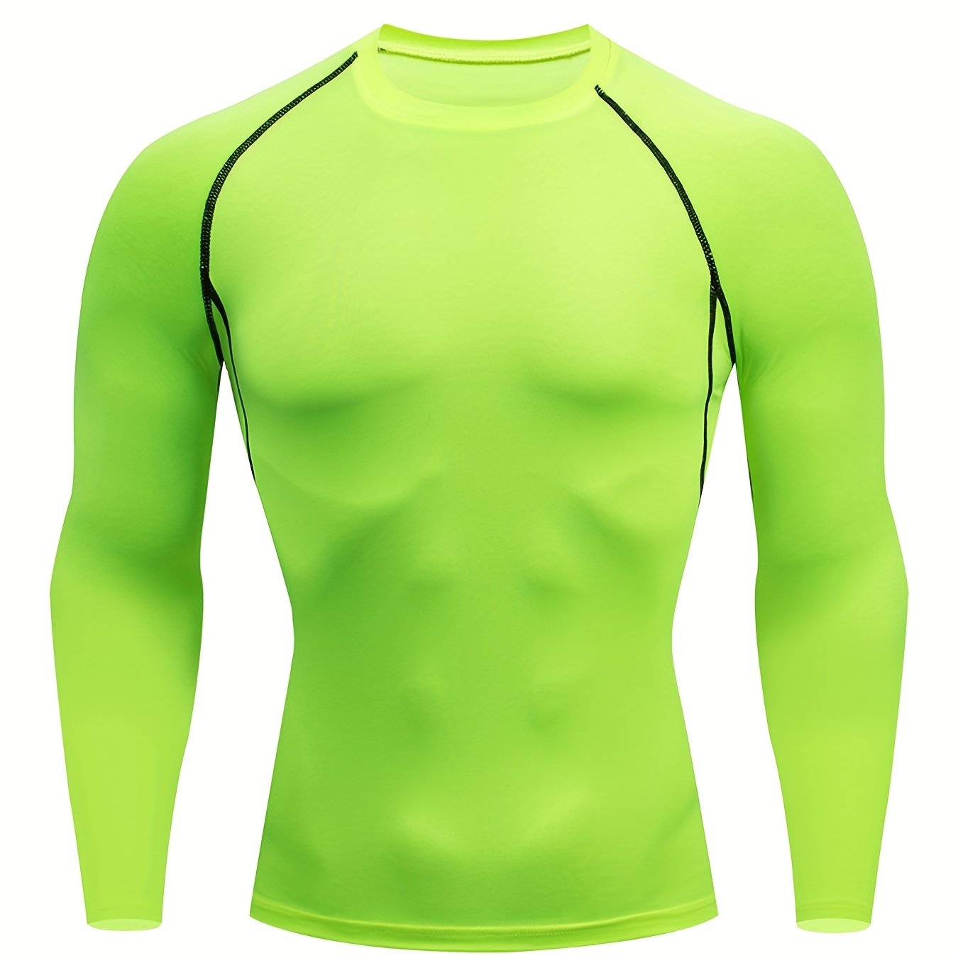 Men's Quick-Dry Fitness Top - Crew Neck, Long Sleeve