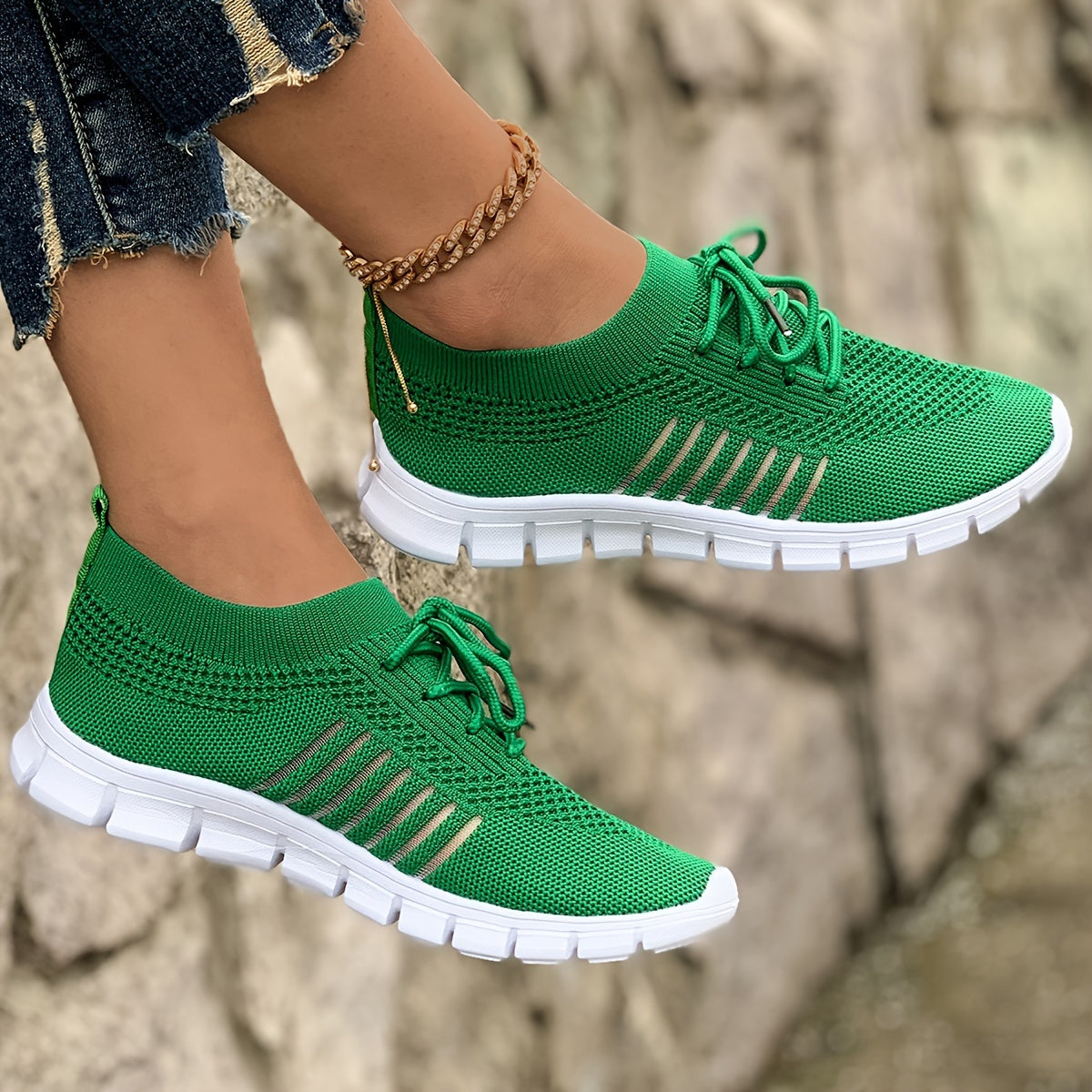 Women's Breathable Knit Sneakers for Casual Running