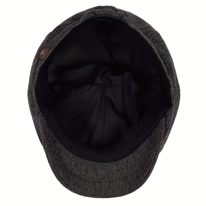 Men's Retro Flat Cap - Black Beret with Vintage Style