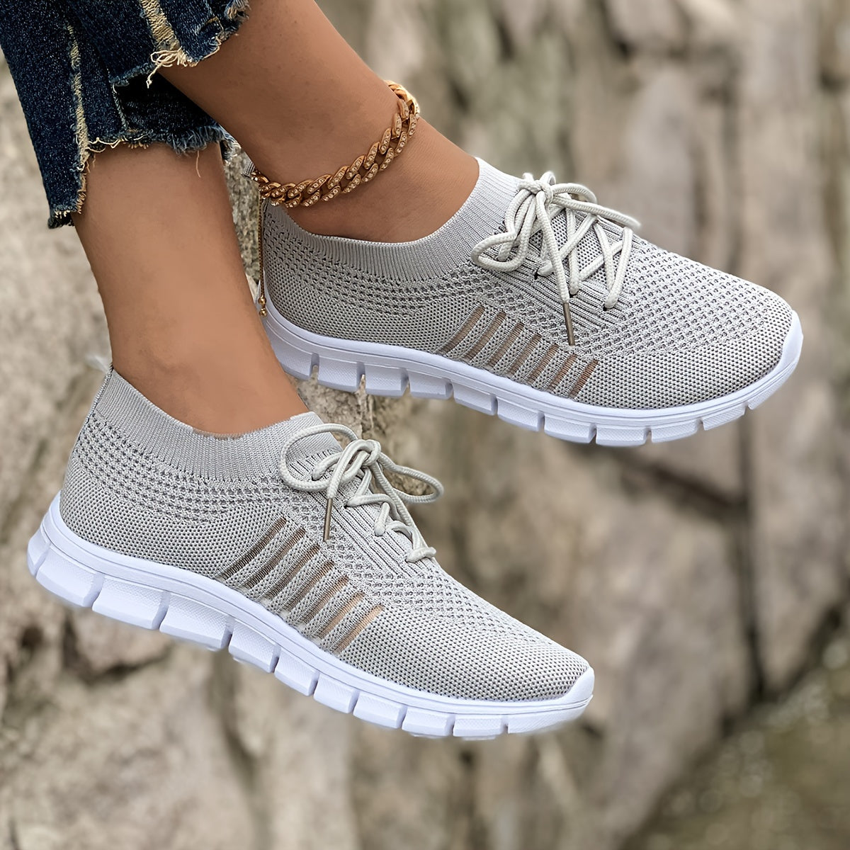 Women's Breathable Knit Sneakers for Casual Running