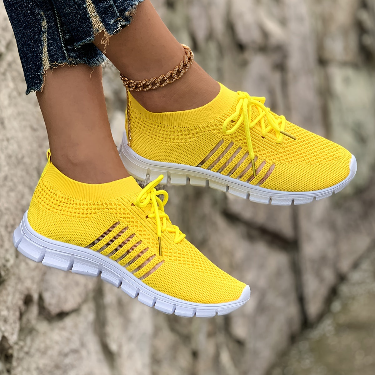 Women's Breathable Knit Sneakers for Casual Running