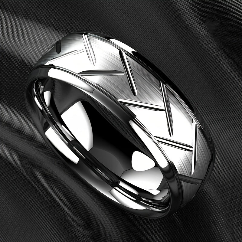 Men's Black Titanium Steel Ring Simple Fashion Design