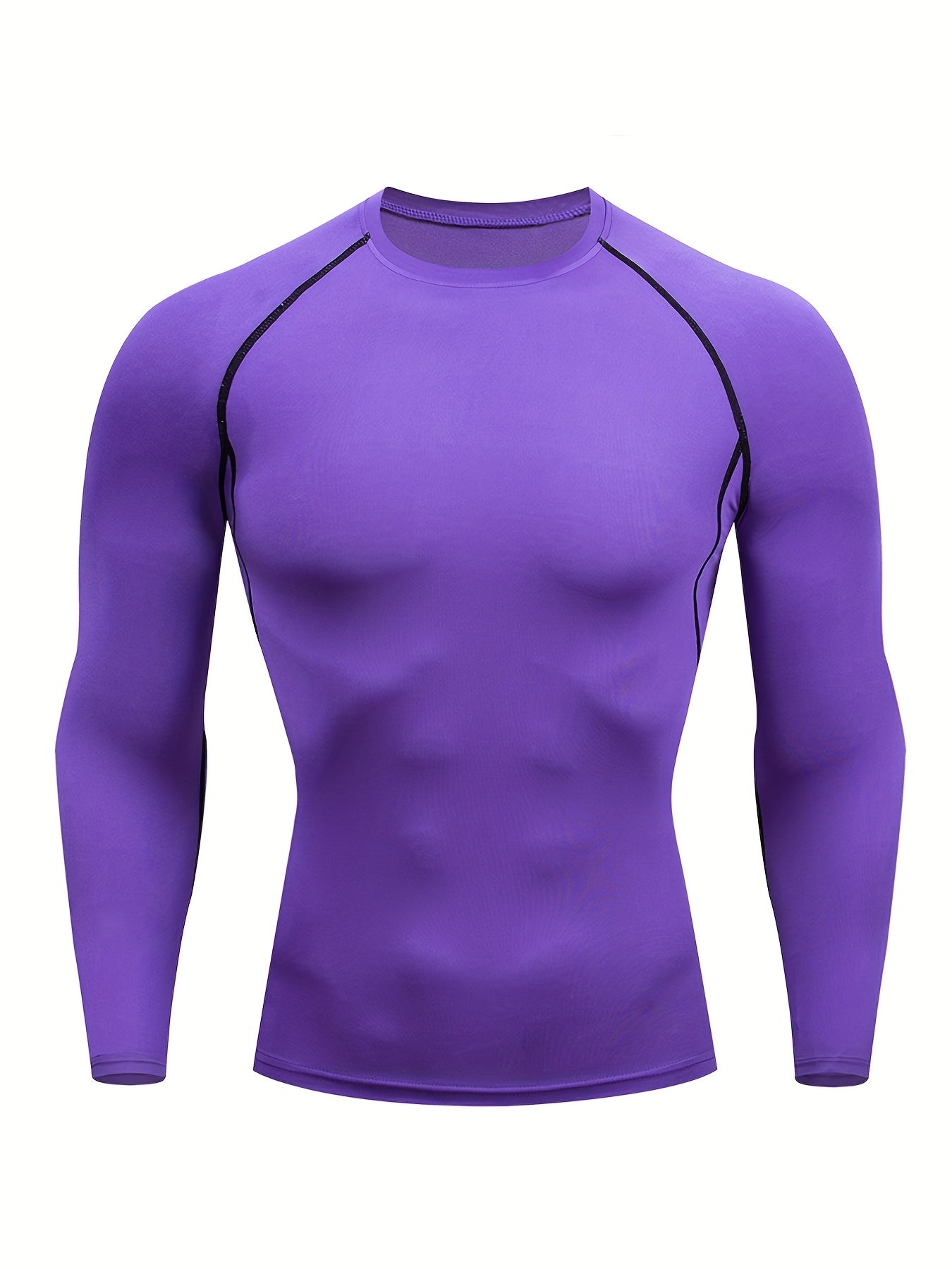 Men's Quick-Dry Fitness Top - Crew Neck, Long Sleeve