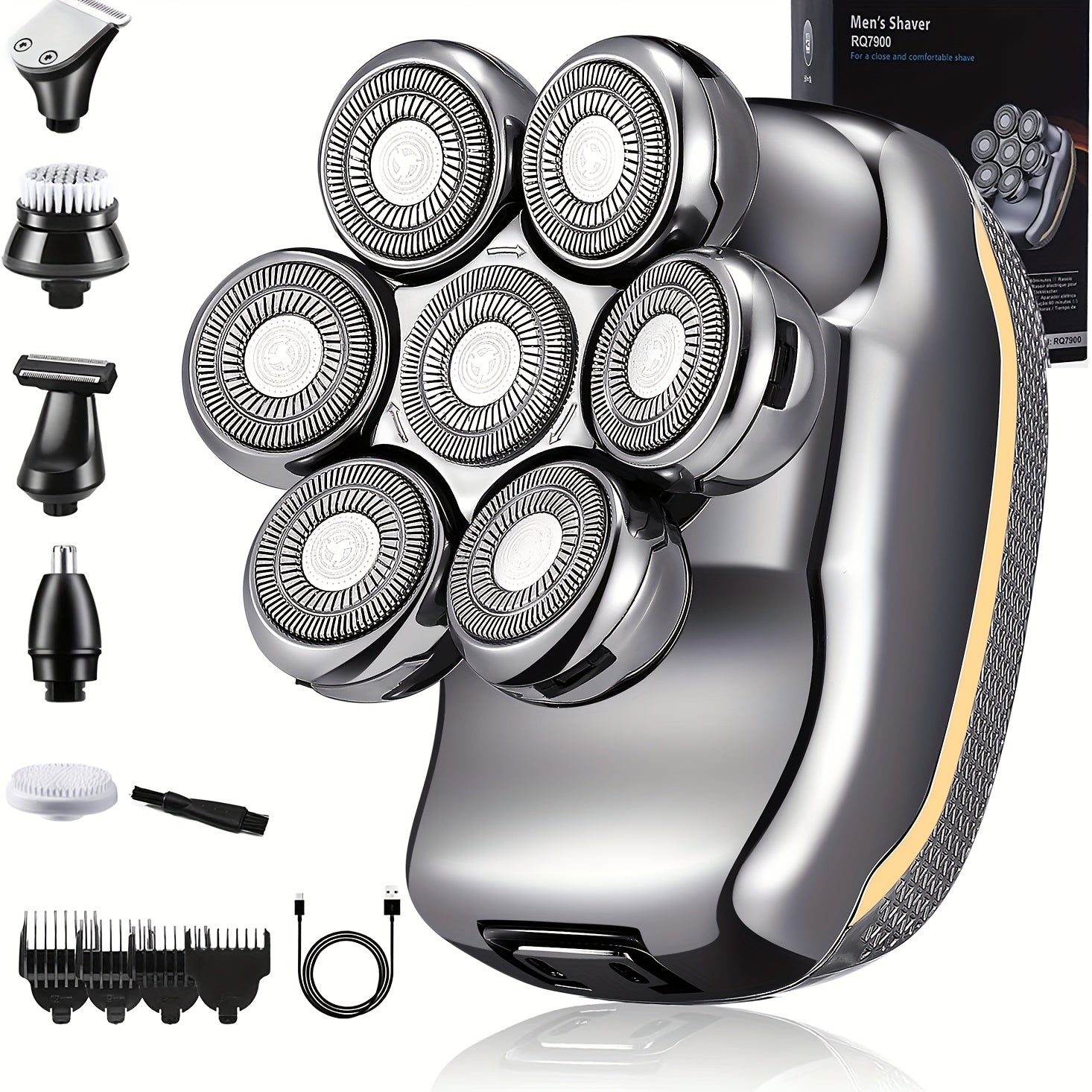 Men's Electric Head Shaver - 6-in-1 Grooming Kit