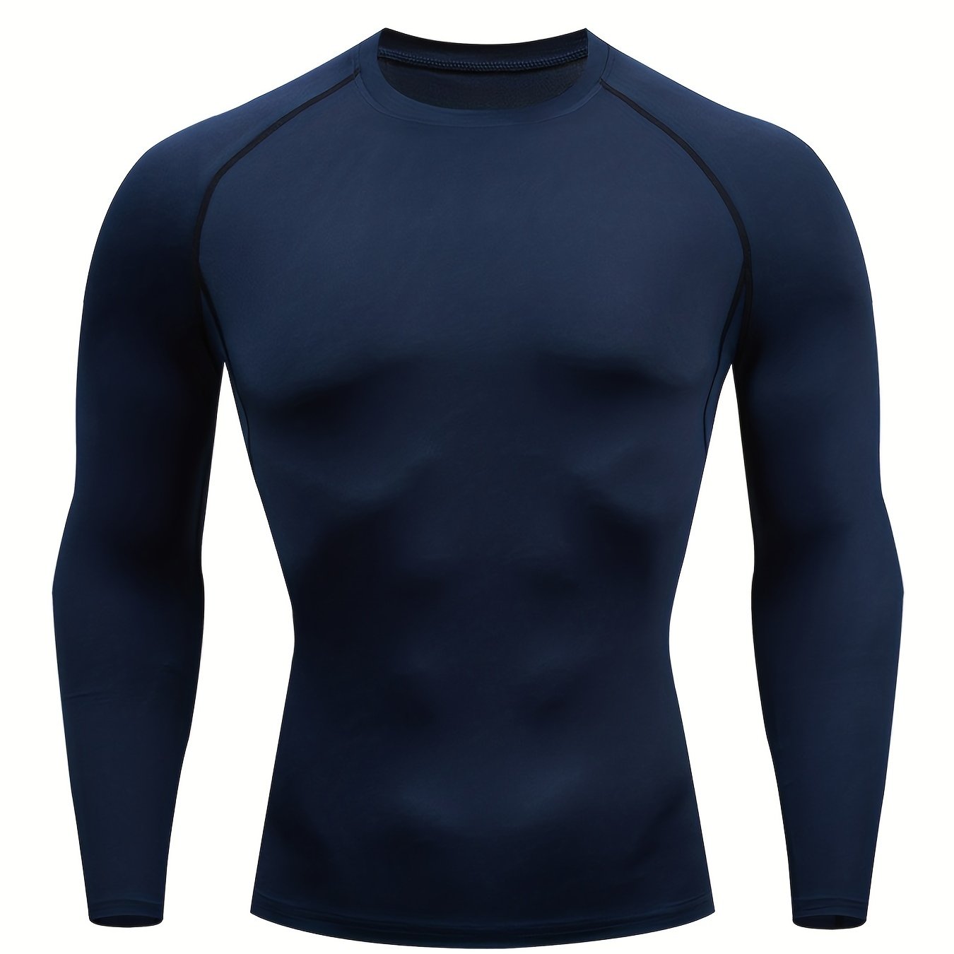 Men's Quick-Dry Fitness Top - Crew Neck, Long Sleeve