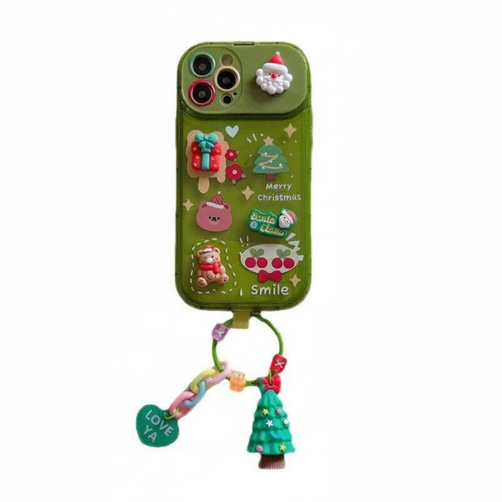 Green Christmas iPhone Case with Pendant