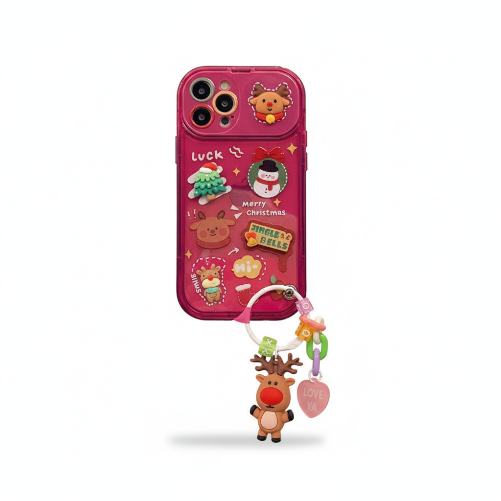 Pink Christmas iPhone Case with Pendant